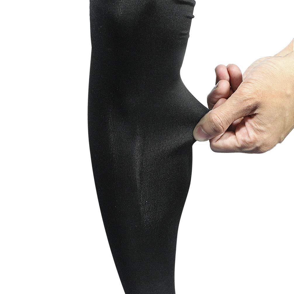 Luwint Long Compression Leg Sleeves for Kids - Luwint Comfortable Non-Slip UV Protection Thigh Calf Brace Support for Basketball Running Cycling, 1 Pair (Black M)