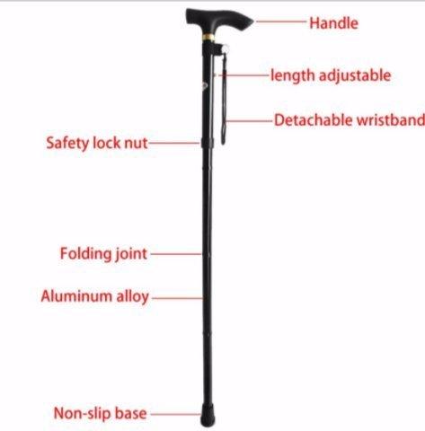 IKTU Iktu Automatic Magnetic Snap-Out Folding Crutch Walking Cane Folding Stick with Adjustable Length (33-37 Inch) (Silver)