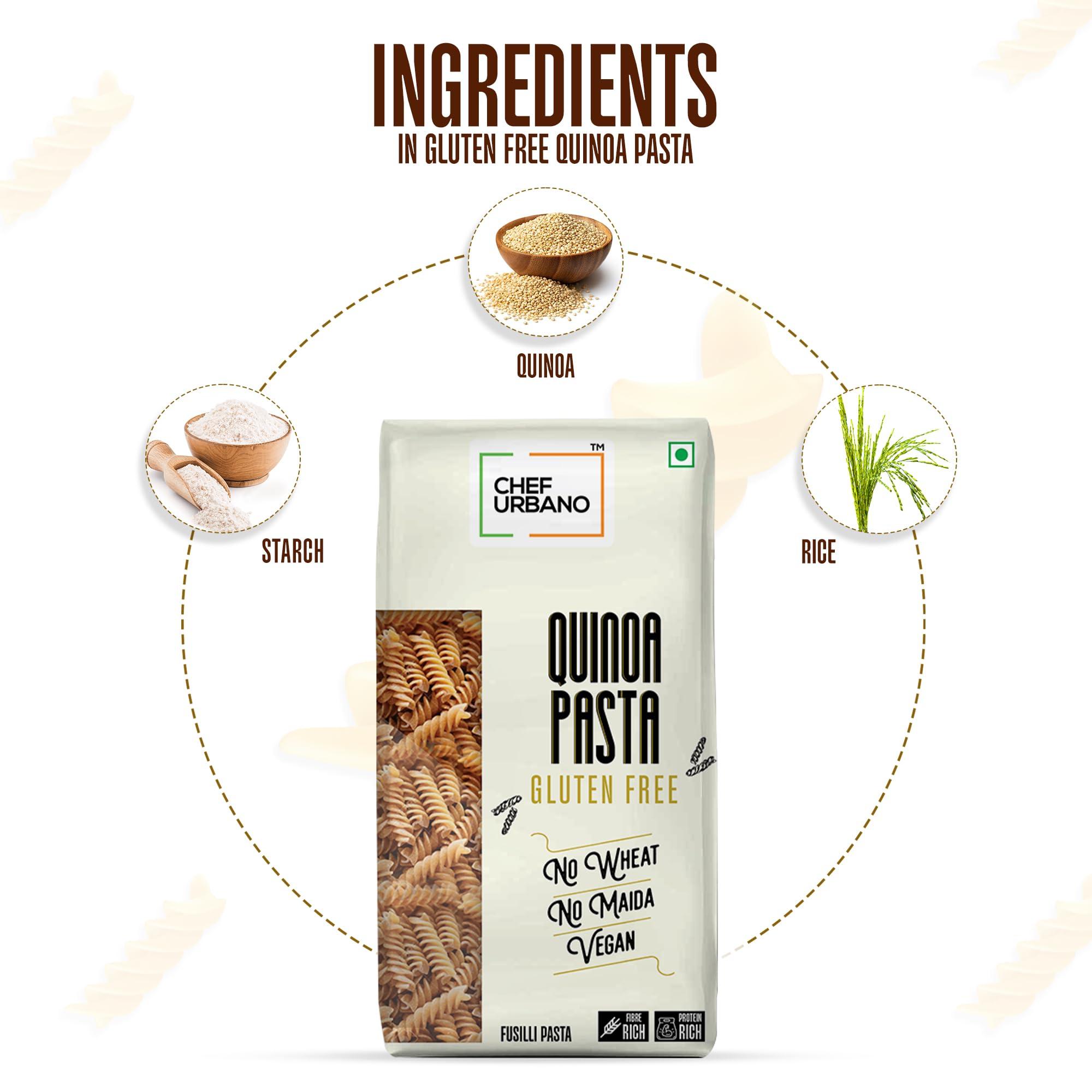 CHEF URBANO Chef Urbano Quinoa Pasta Fusilli 250g | Healthy Pasta | High Protein and Fibre | Easy Digestion | Healthy Food | Diet Food | Vegetarian