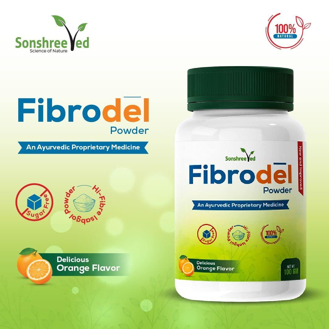 Delwis Delwis Fibrodel Powder - Isabgol Powder | Constipation Powder - Orange Flavour - 100gm (Pack of 1)