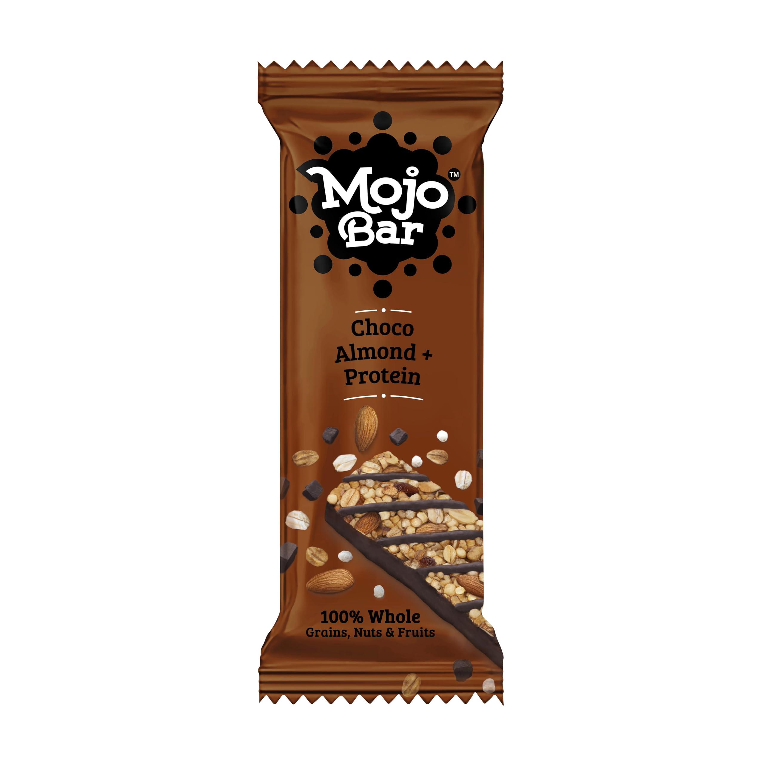Mojo Bar Mojo Bar Energy Bars Choco Almond & Protein | 100% Whole Grains, Nut & Fruit | High Energy & Granola Bars | 5g Protein Snack | Pack of 6 x 32g Energy Bars | Gluten Free & No Preservatives