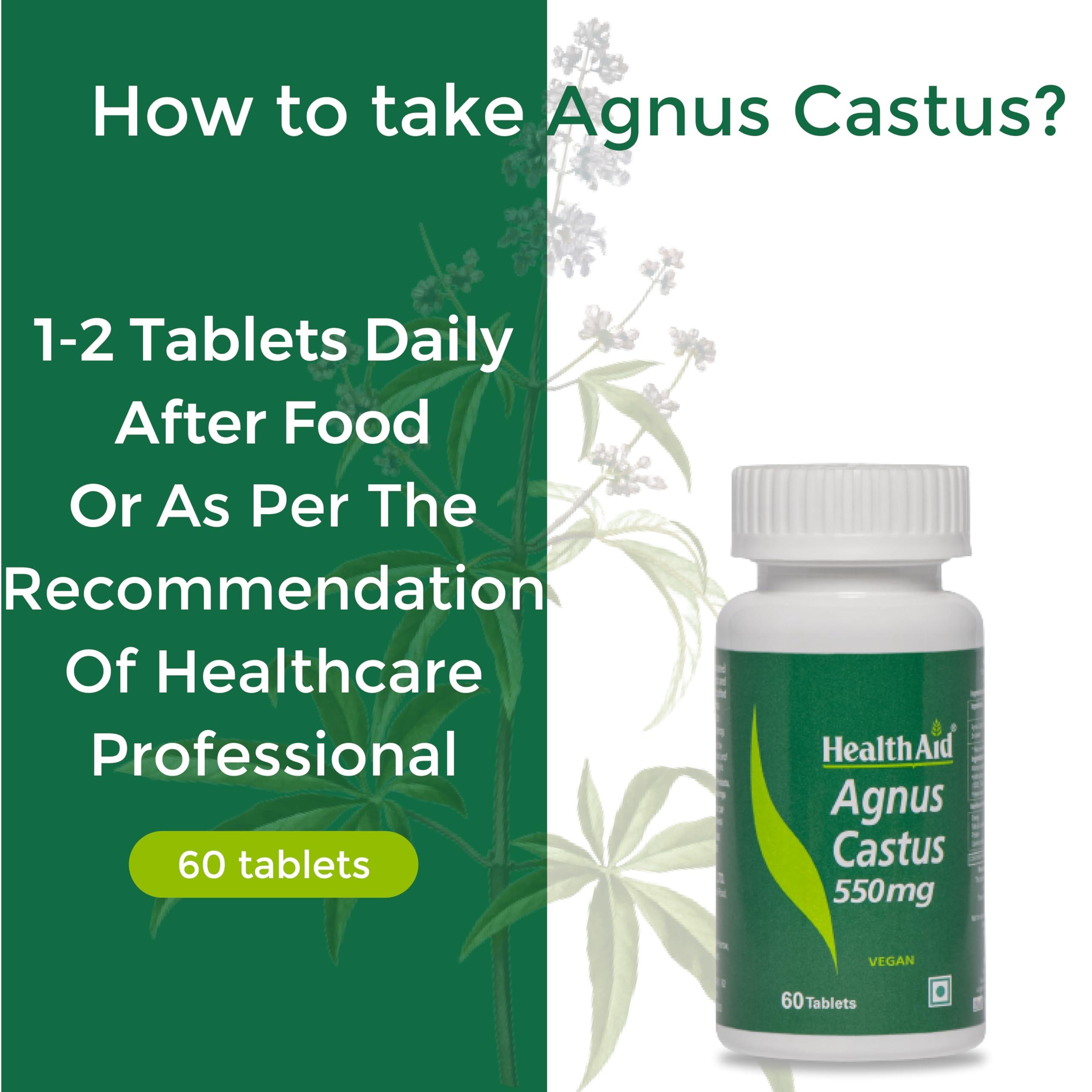 Health Aid HealthAid Agnus Castus - 180 Tablets | Manages Irregular Periods, PCOS/PCOD Symptoms & Hormonal Imbalance | Supplements for Women With Agnus Castus | Helps ease menopausal symptoms |