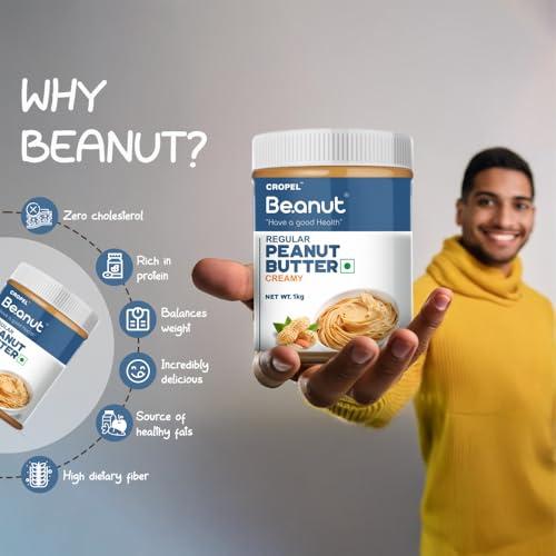 Beanut Beanut Peanut Butter Creamy is a Smart Choice From Real Roasted Pressed Protein, Non GMO, Gluten Free, Vegan And Cholesterol Free Gym, Exercise Daily Energetic-(1kg - Pack of 1)