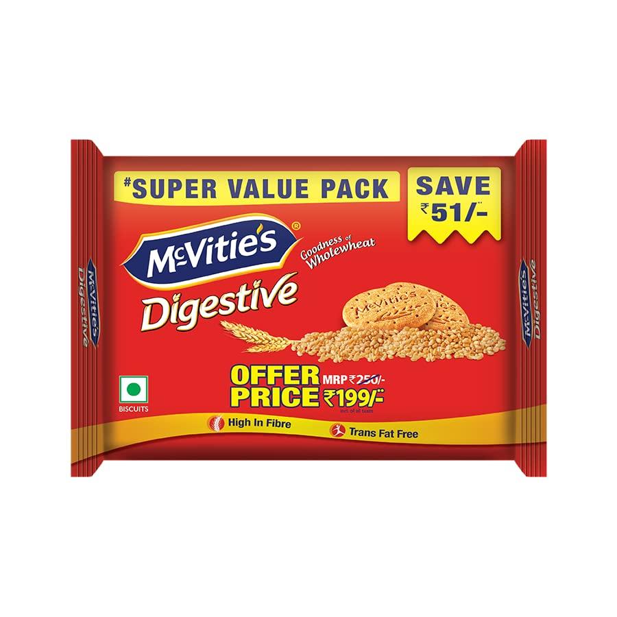 McVities McVitie's Digestive High Fibre biscuits with Goodness of Wholewheat, 1Kg Super Saver Family Pack
