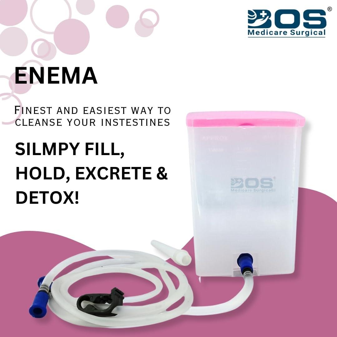 BOS MEDICARE SURGICAL Bos Medicare surgical PVC Enema Kit for Home Use with instruction | Enima home kit for Adults| Enema kit satvik movement Reusable & washable For Men And Women Anema Kit - 1500 ml Square Pot Pack Of 1