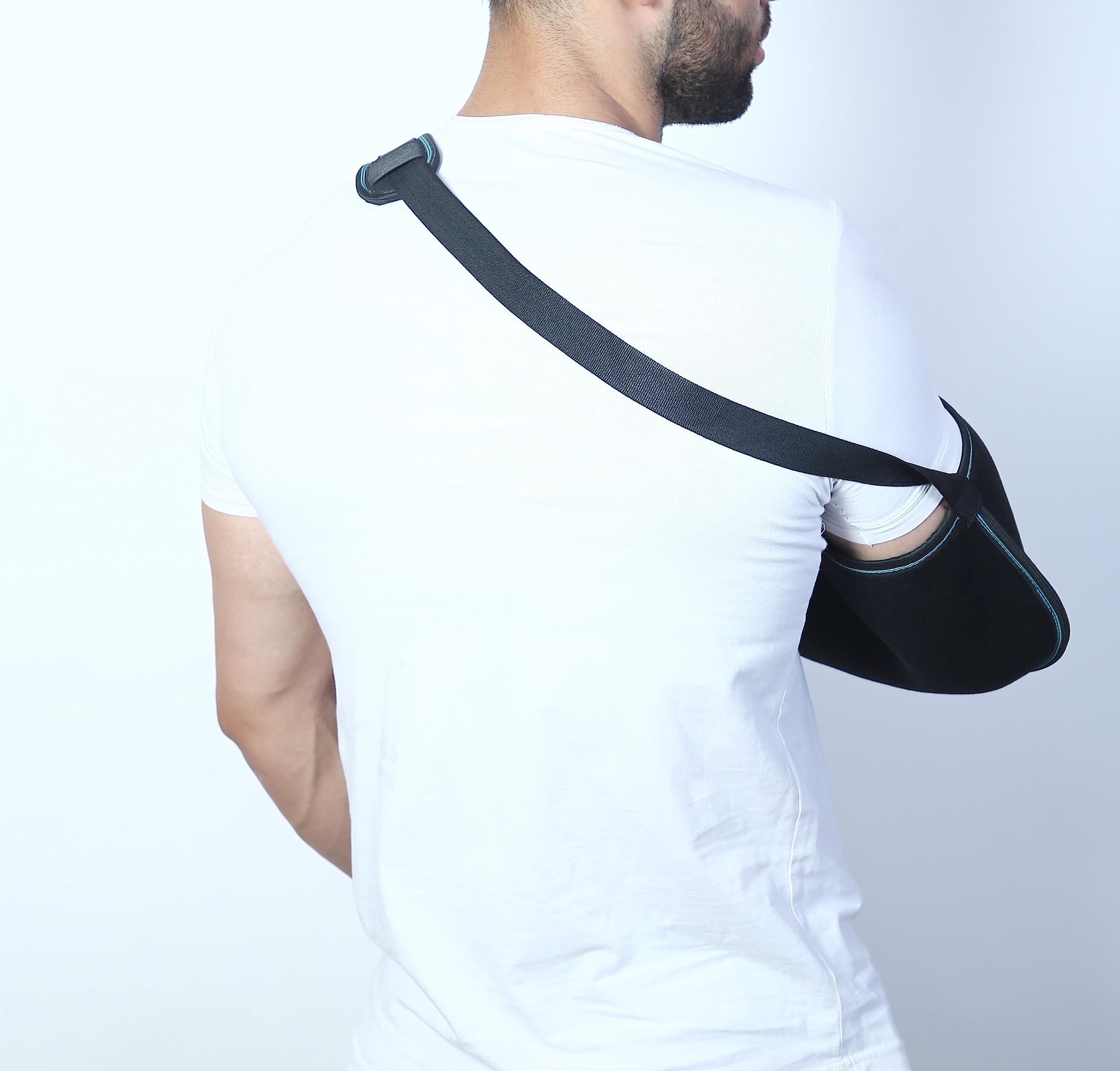 EASEFIT EASEFIT Arm Supporter Arm Sling Pouch Belt with Elbow Support, Arm Immobilizer Brace for Fracture, Sprain, Dislocation and Pain Relief Arm Support Arm Brace for Fracture and Sprain (S, Black)