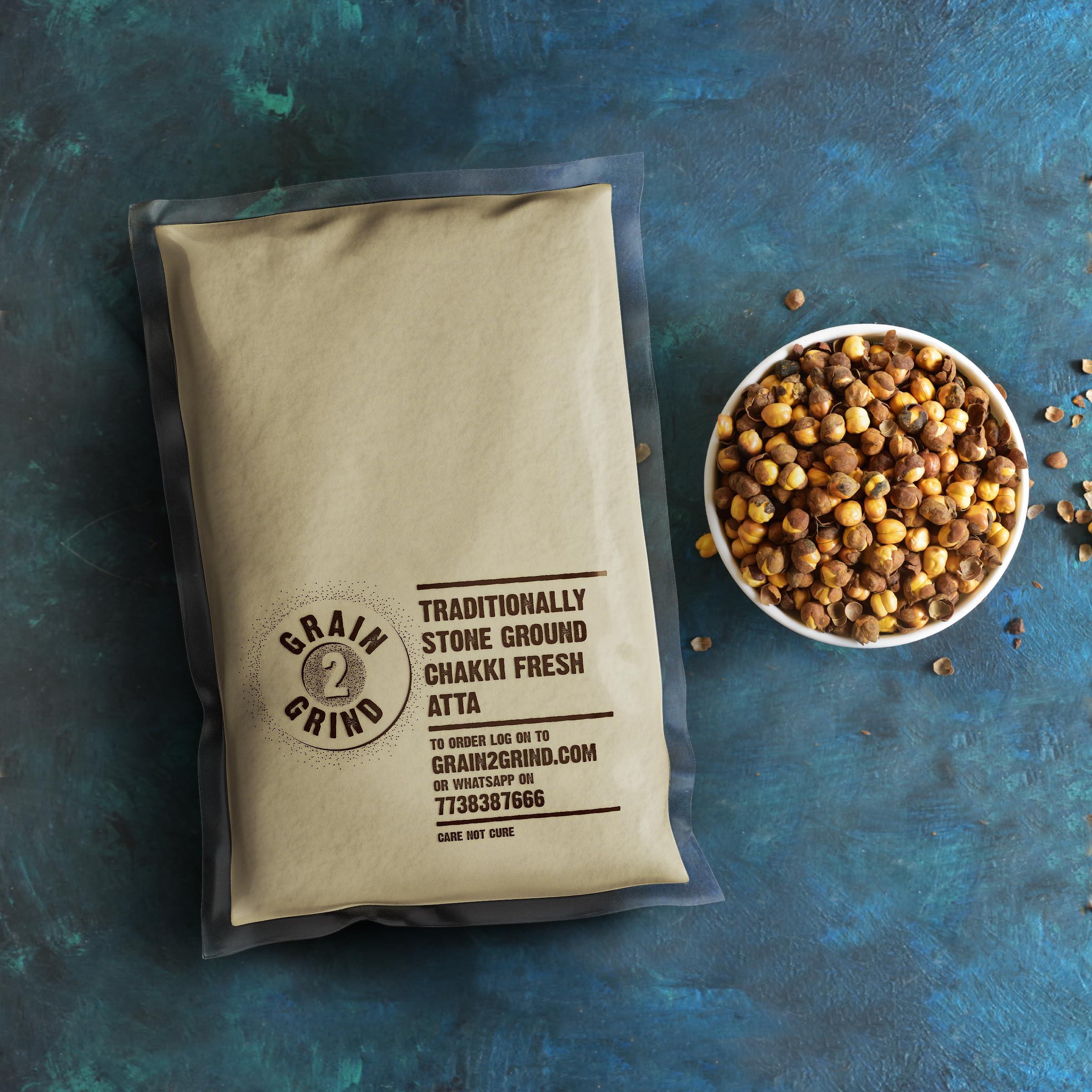 GRAIN2GRIND GRAIN2GRIND Chana (Sattu) Atta - Pure Roasted Chickpea Flour for Nutritious Meals 400 grams