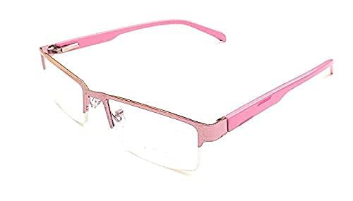 Eyewear World Eyewear World Bifocal Reading glasses For Men (Non-Anti Glare, Anti glare, Blue Cut) 1.00 1.25 1.50 1.75 2.00 2.25 2.50 3.00 Pink Half Rimm (Distance Plano/Reading + 3.00, Non-Anti Glare Bifocal)