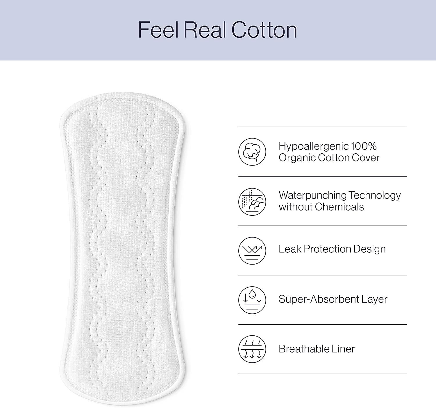 Tinkle Tinkle Eco-Luxe Large Panty Liners Without Wings For Women Daily Use, Infused Anion Chip, Protection against Light Flows Discharge And Spotting, Large Size, 185 mm 140 Eco Friendly Panty liners In Pack Of 4, Hygienic, Untouched, Individually Wrapped,