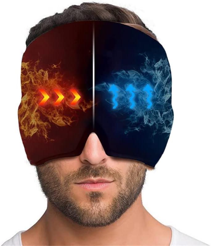MKgrovv MKgrovv Instant Pain Relief Migraine Cap for Headaches Eye Masks Tension Relief Cap for Hot Cold Therapy Relaxing STRETCHABLE Migrane Cap With Free of Head Massager Scalp Scratcher Body Hair Massage