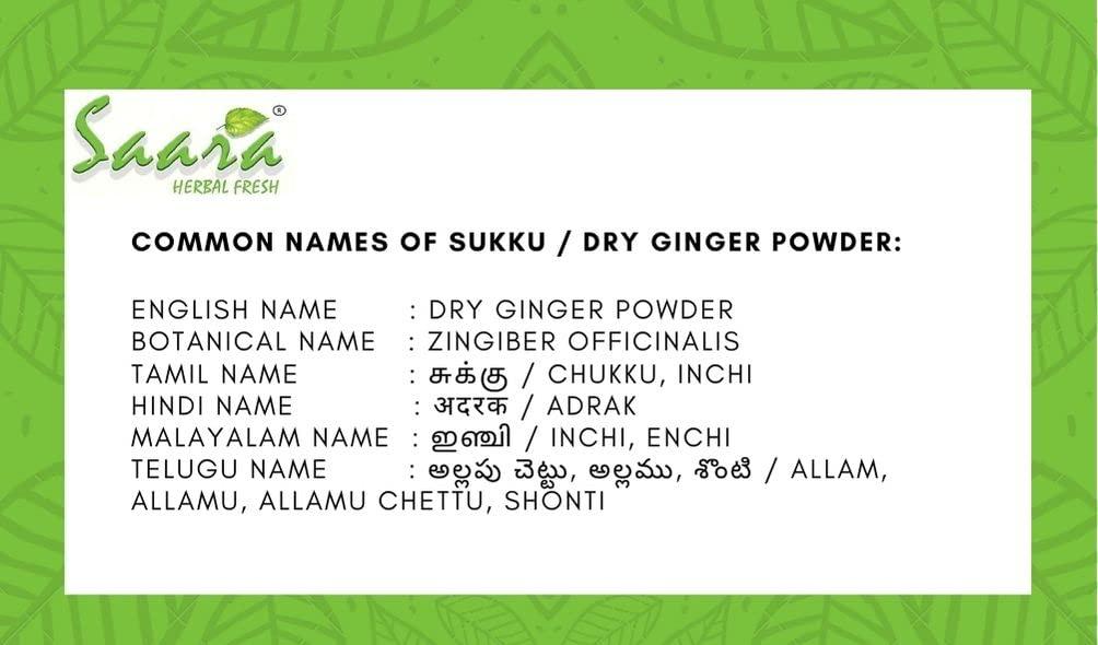 SAARA Saara HERBAL FRESH Sukku Powder, 350g, Sonth, Chukku, Sunth, Sabut Saunth, Dry Ginger Powder, Shunthi Churna, (pack of 3 x 100g, pack of 1 x 50g)