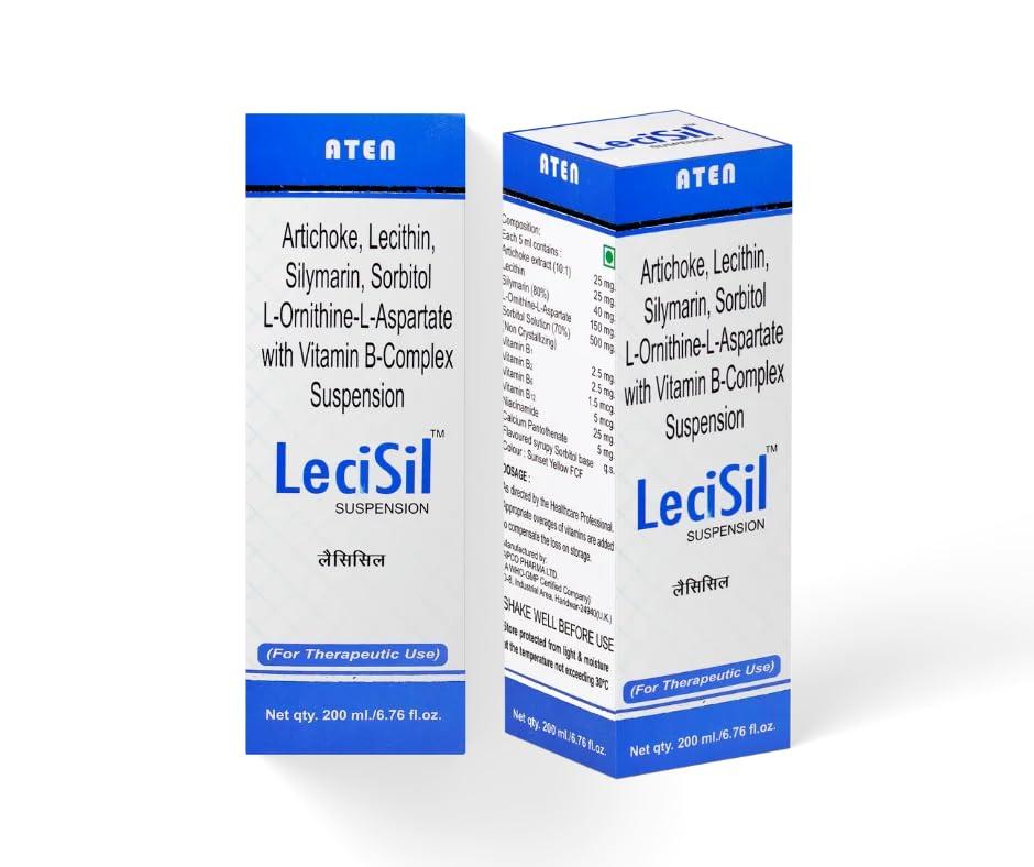 ATEX ATEX Lecisil Suspension For Therapeutic Use Artichoke, Lecithin, Silymarin, Sorbitol L-Ornithine-L-Aspartate with Vitamin B-Complex Suspension | Net qty. 200 ml