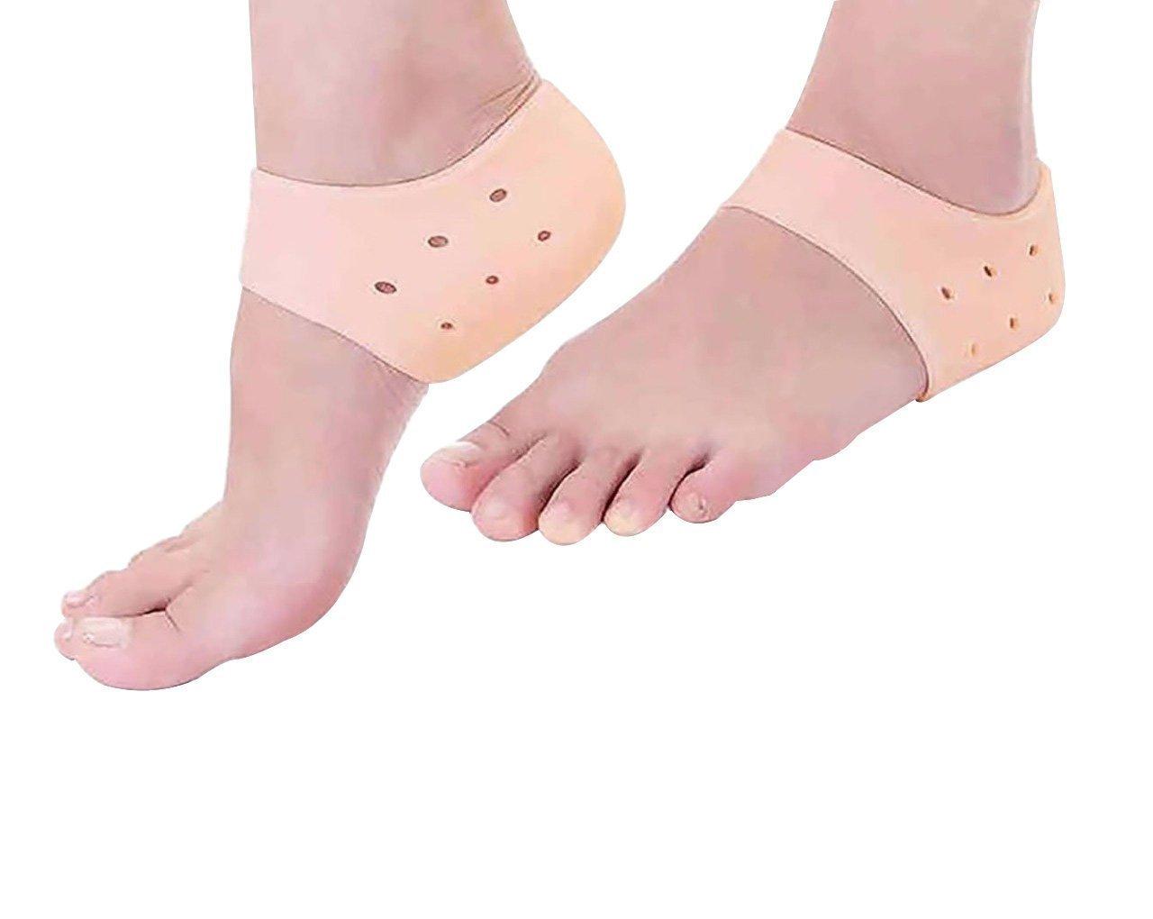 Lifestyle Helpmate Lifestyle Silicone Gel Heel Pad Socks for Pain Relief for Men and Women (Beige, Free Size)