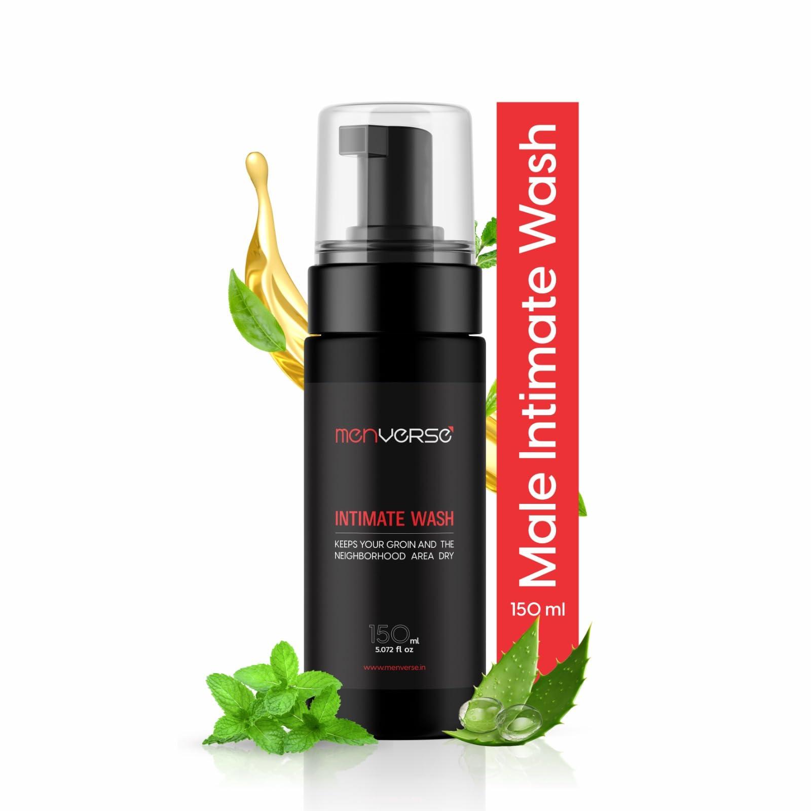 MENVERSE Menverse Intimate Wash for Men 150 ml | With Tea Tree Oil | pH Balanced Foaming Hygiene Wash | Anti Bacterial, Anti-Odour | Paraben Free & Sulfate Free