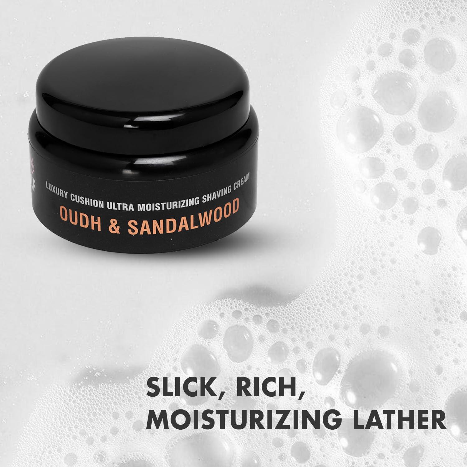 Pink Woolf Pink Woolf Moisturizing Oudh & Sandalwood Shaving Cream For A Close, Comfortable, Irritation Free Smooth Shave, Smells Great, Hydrate, Soften Beard - 100 G