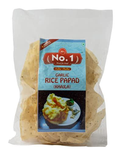 SFS NO. 1 MOOD FOR FOOD No.1 Garlic Rice Papad (Khajla) Pack of 4 (200gram Each)