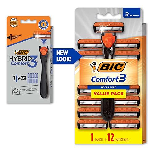 BIC BIC Hybrid 3 Comfort Disposable Razor, Men, 12-Count