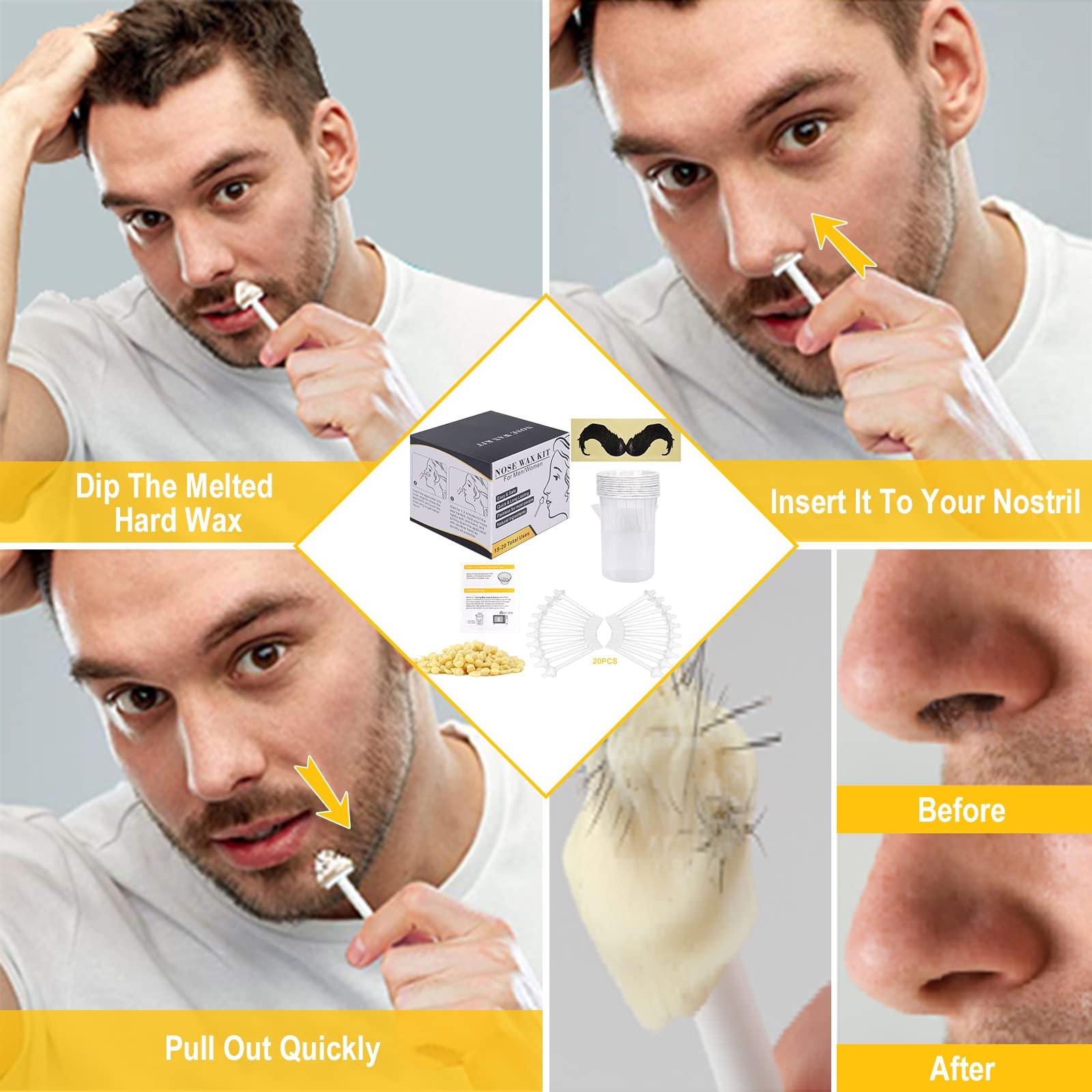 Yovanpur Nose Wax Kit for Men Women, Yovanpur Nose Hair Waxing Kit with 100g Nose Hair Wax Beads (15-20 USES), 20 Applicator, 15 Mustache Protector, 10 Paper Cups, 1 Measuring Cup - Easy, Quick and Painless
