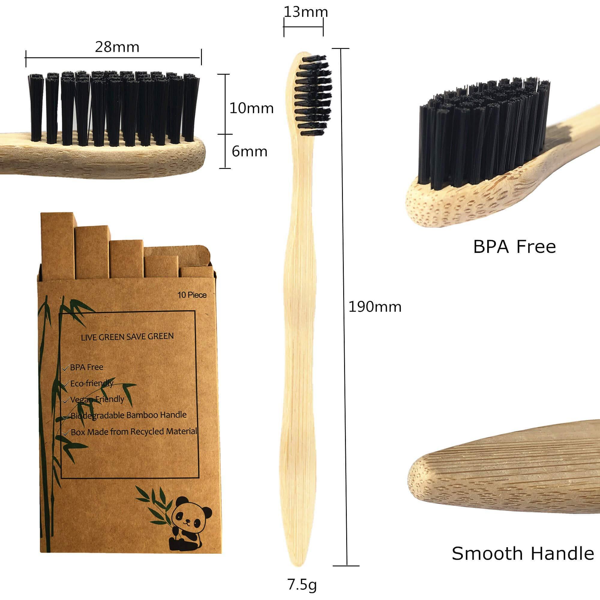 Goaycer Goaycer Adult Eco Friendly Bamboo Manual Toothbrush , 10Pack Medium Firm Bristles Biodegradable Bulk Wooden Toothbrushes