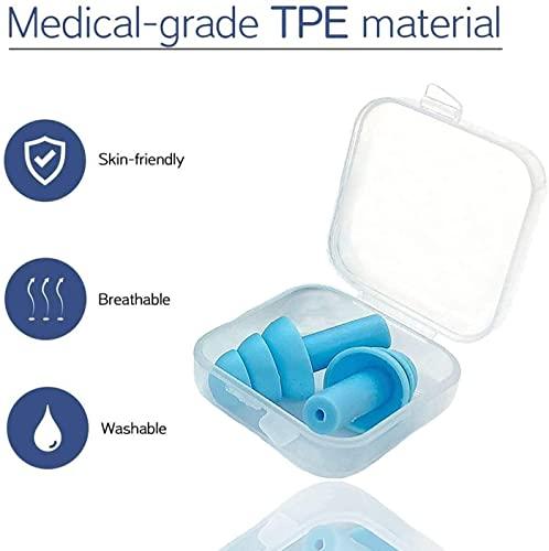 James 2 Pairs Reusable Silicone Ear Plugs, Waterproof, Hypoallergenic - Ultra Comfortable Noise Reduction Earplugs for Sleeping, Swimming, Concerts and Airplanes (earplugs 2 Set) (Blue and Green