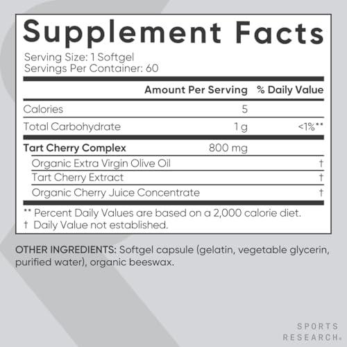 Sports Research Sports Research Tart Cherry Concentrate With Antioxidants & Flavonoids - 60 Liquid Softgels