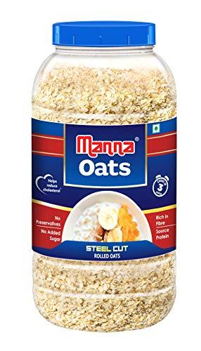Manna Manna Oats Combo Pack of 3 | Instant Oats 1kg, Rolled Oats 1kg, Steel Cut Oats 1.5Kg | High in Fibre and Protein | Helps Maintain Cholesterol. Diabetic Friendly | 100% Natural