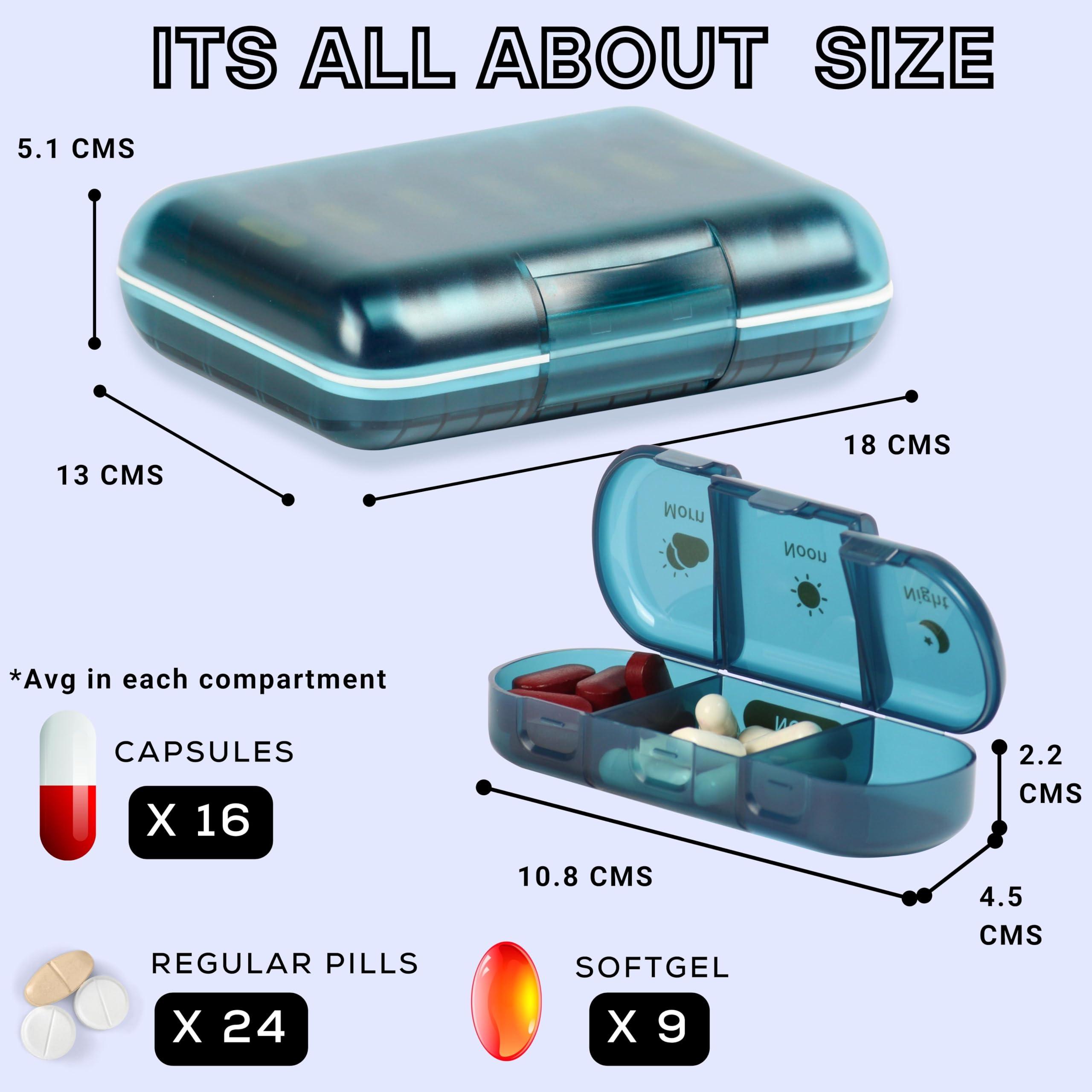 POPCUBE Premium Unbreakable Medicine storage organizer- Waterproof Medicine organizer box- Medicine Box, 7 days Medicine Box For Home-Large Pill Organizer Box Case (Blue-3 Compartment)