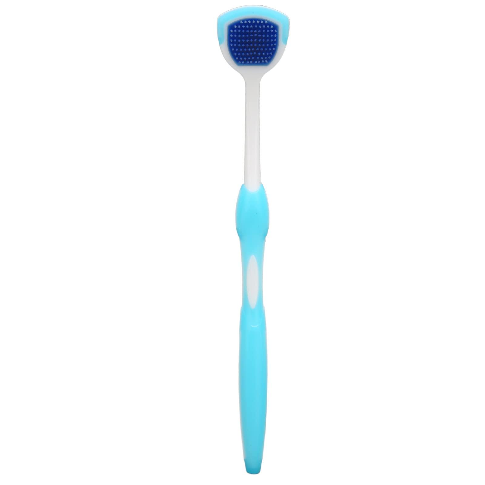 Jaerb Tongue Brush, Tongue Cleaner Long Handle for Adults (Blue)