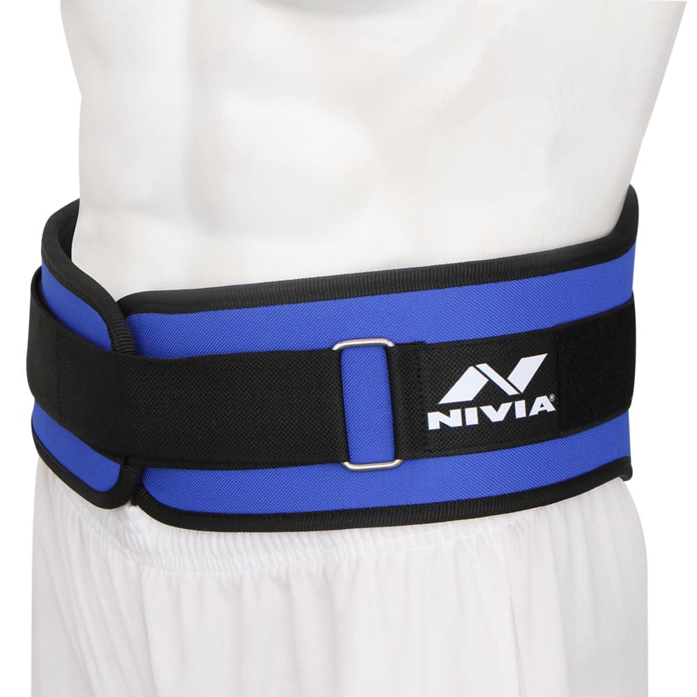 Nivia Nivia Weightlifting Gym Belt for Back Support (Blue, Size 30\") & Nivia Weight Lifting Wrist Support, Pack of 2 (Black) Free Size