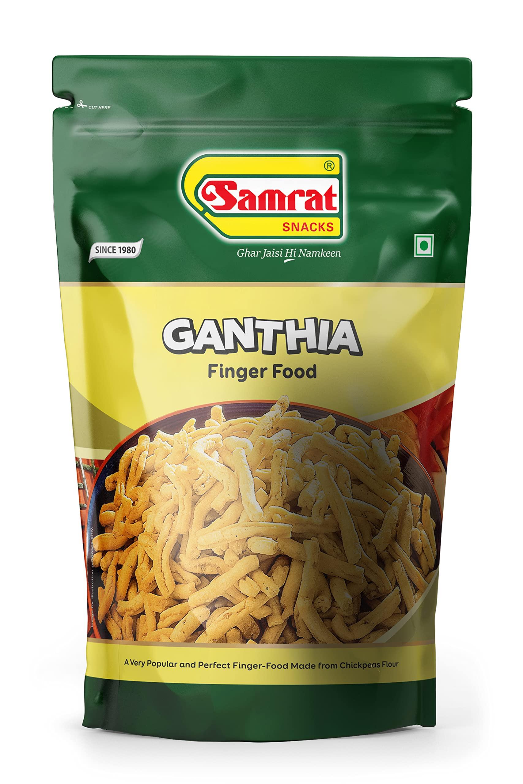 SAMRAT SAMRAT| GANTHIA Finger Food Crispy & Salted Taste Namkeen|Ghar Jaisi Hi Namkeen|Healthy Snacks|Every Day Fresh Indian Snacks |Traditional Indian Snacks| (400G)