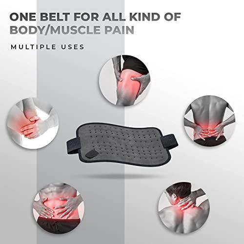 SMIC SMIC Electric Heating Pad - Orthopaedic Lower Back Heating Belt Heat Therapy Waist Wrap with 3 Temperature Settings for Pain Relief of Abdominal Stomach Lumbar Muscle Strain etc (Grey)