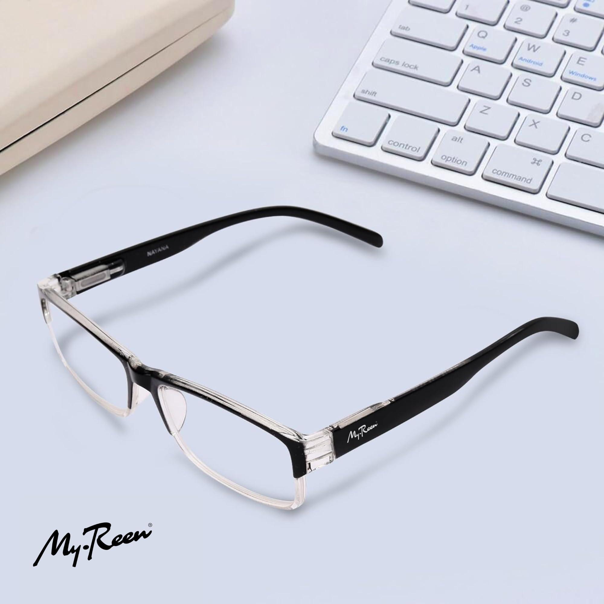 myreen myreen Single Vision and Bifocal Distance Plano Power Reading Glasses For Men +1.00 +1.25 +1.50 +1.75 +2.00 +2.25 +2.50 +2.75 +3.00 | Medium Size (Near Vision, 1.50)