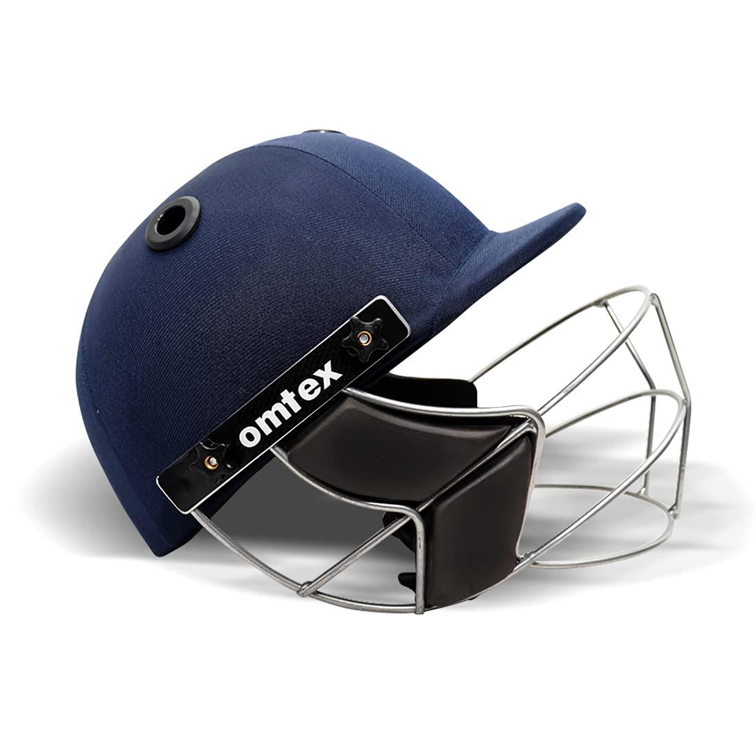 omtex Omtex Cricket Saviour Helmet Light Weight with Adjustable Steel Grill, Back Support Strap - Blue (Small)