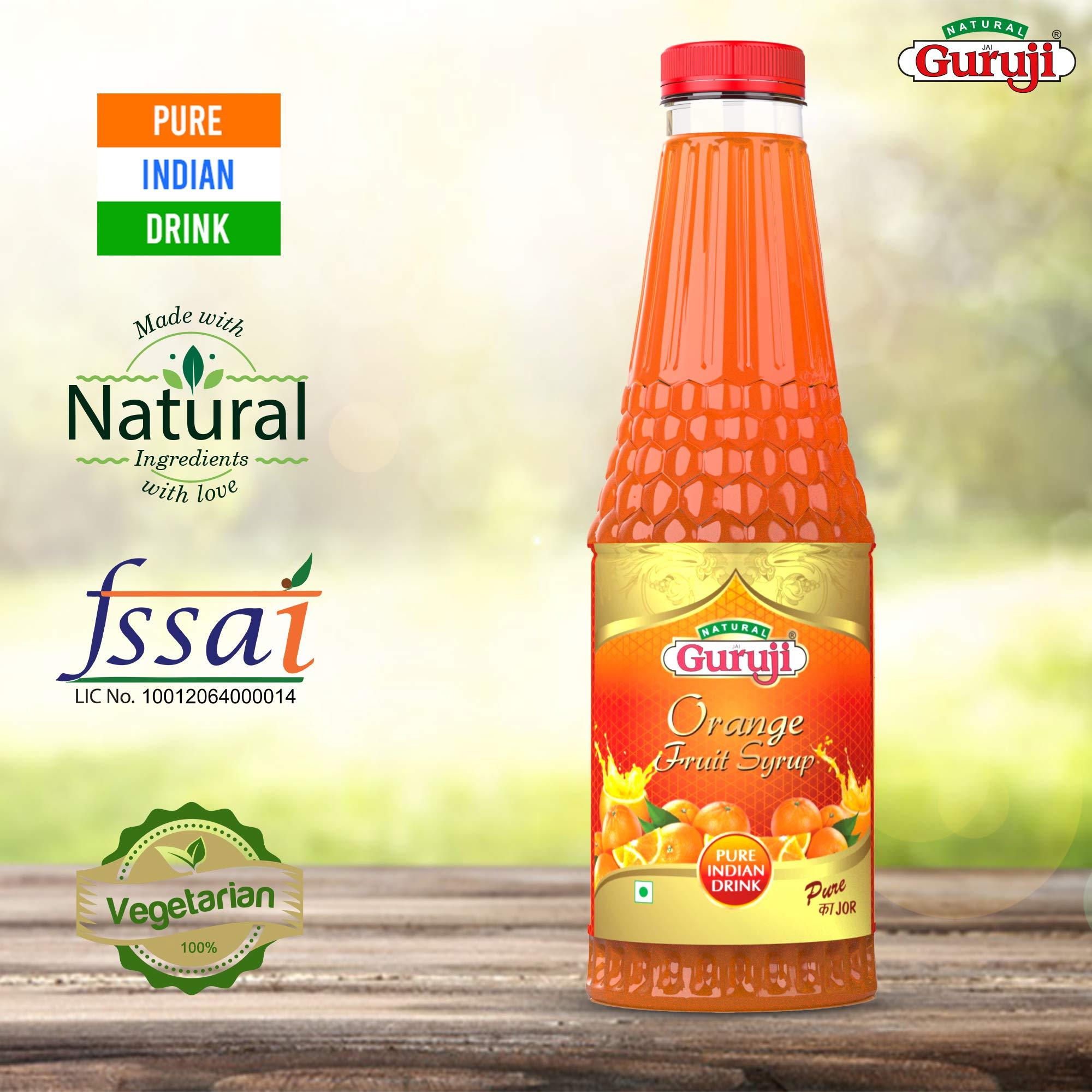 Jai Guruji Jai Guruji Orange Fruit Syrup Sharbat, Instant Refreshing Drink For Summer (Mix with Water or Soda)  750ml