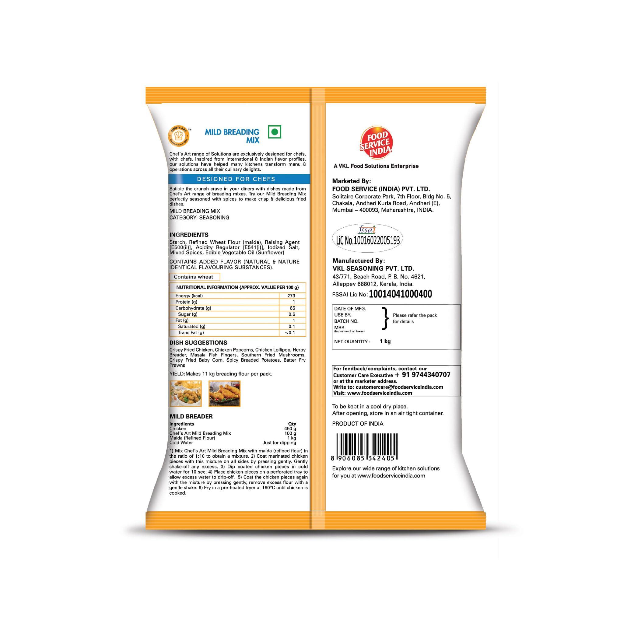 FSIPLs Chefs Art Chef\'s Art - Mild Breading Mix | Seasoned Coating Mix for Perfectly Crispy Fried Foods | Quick & Easy to Use | Multipurpose Coating Powder for Chicken, Fish, Veggies | 1 kg