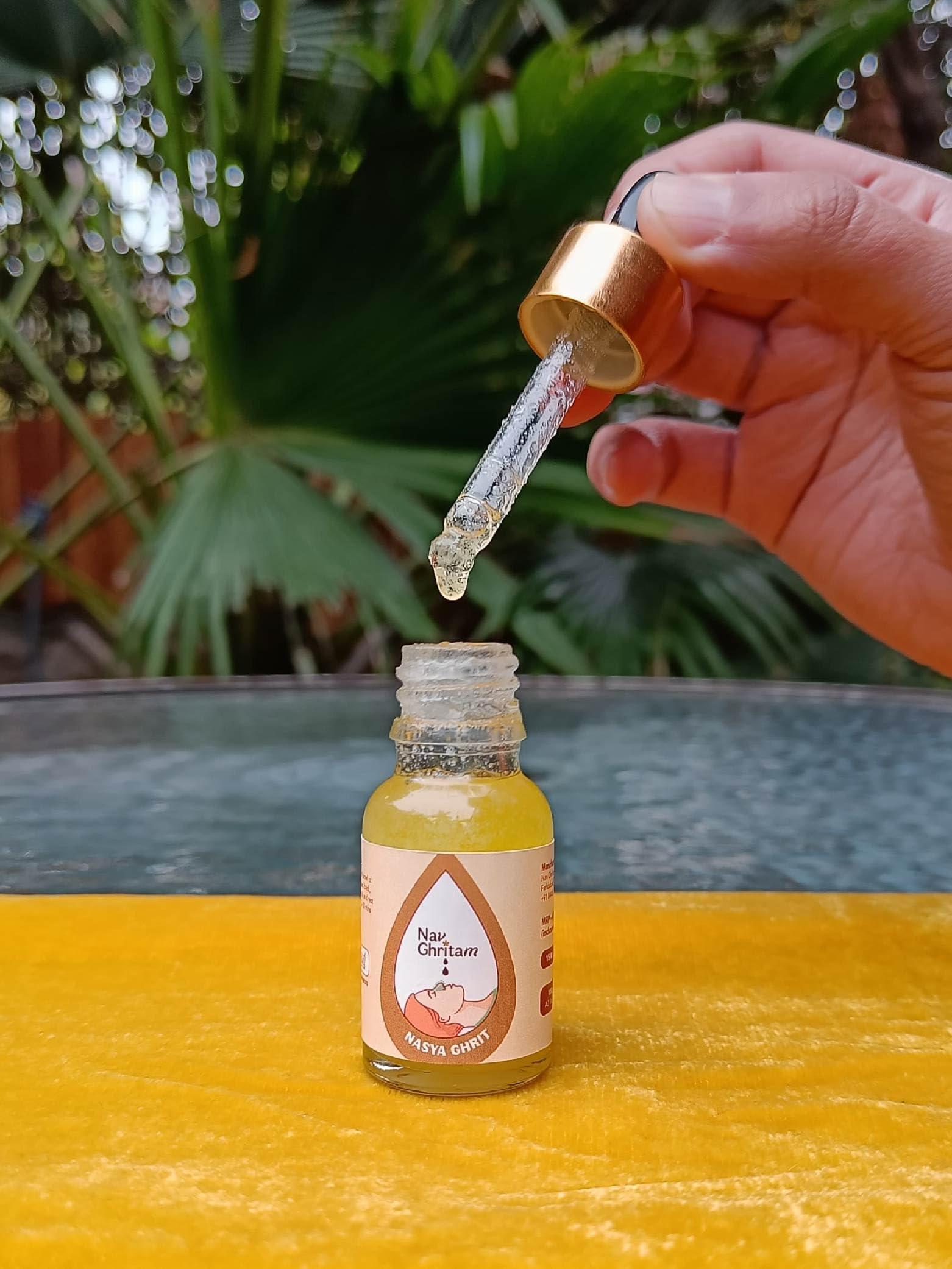 Nav Ghritam Nav Ghritam Nasya Ghrit|Nasal Ghee Drops|Natural Relief For Headache,Congestion,Sinuses,Snoring&Restful Sleep|A2 Desi Ghee|15 Ml(2)