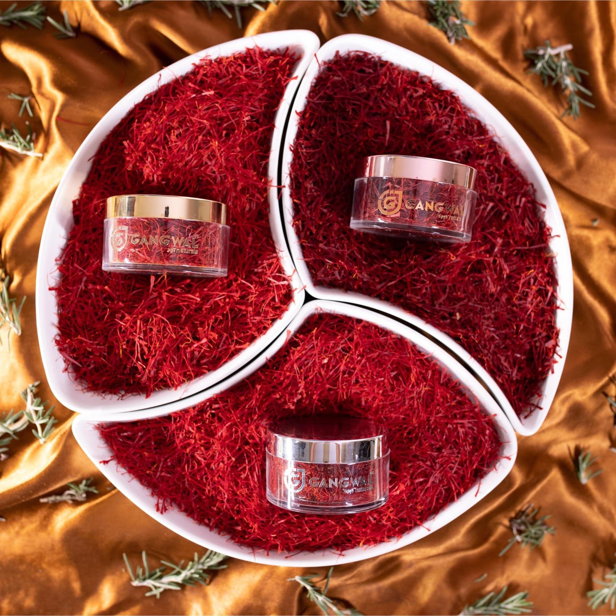 GANGWAL NATURALS Gangwal Naturals Red Garnet Gift Pack Original Kesar Saffron | 100% Pure Saffron | Long Kesar Threads | Suitable For Pregnant Women, Food Aroma, Sweets, Beverages, Medicinal, Pooja and Beauty | Natural Stone Bowl + Tweezer Included | 5g