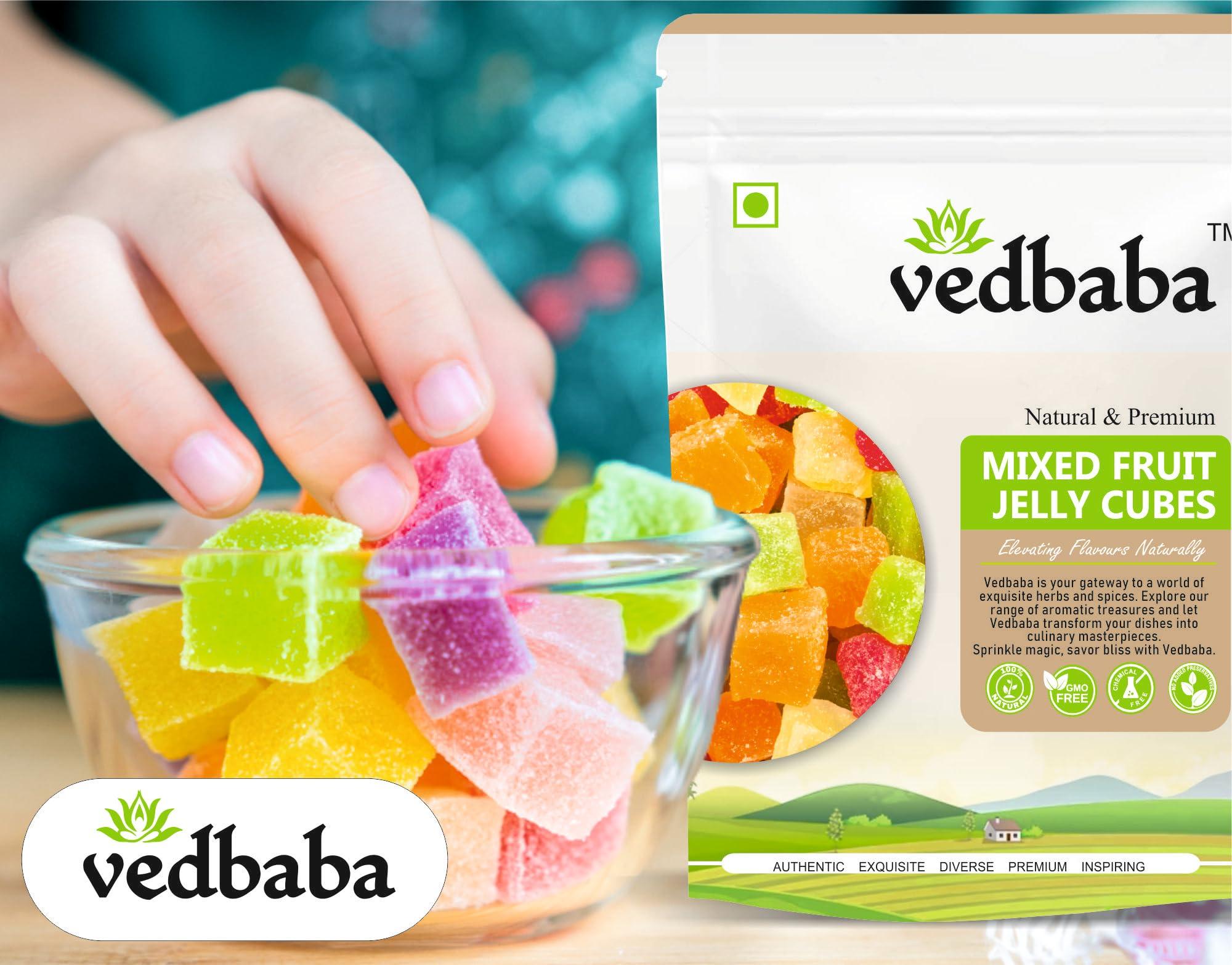 Ved Baba Vedbaba Mixed Fruit Jelly Cubes - 400 GM | Soft Candy Sugar Coated Jelly Bites Cubes | Dessert Toppings | Ready to Eat Sweets for Kids and Adults