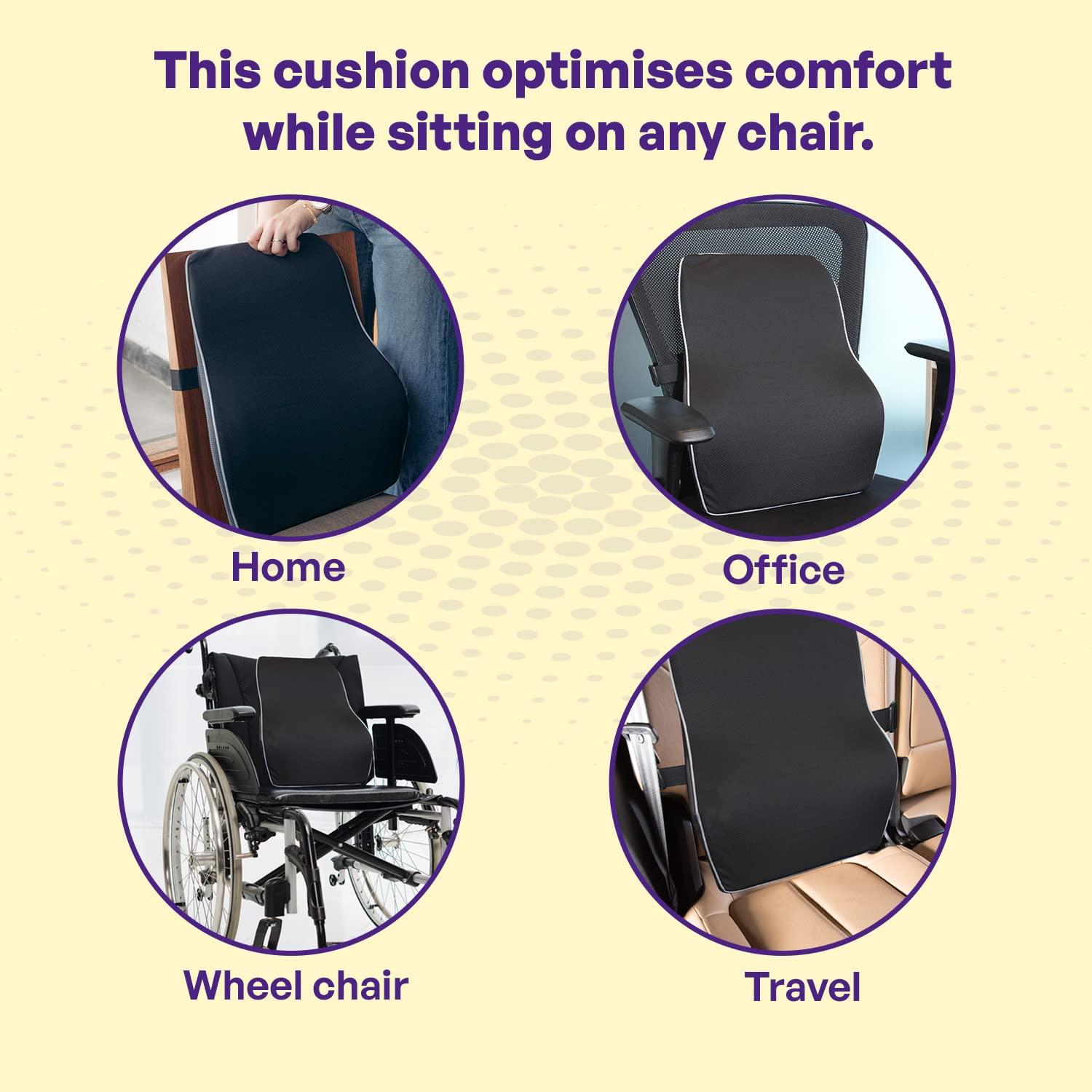 Careforce - The Force Behind Your Health Careforce Back Support for Chair & Car Seat Back Support Chair Back Support for Back Pain Back Rest for Chair Office Lumbar Support for Car Back Rest Support Back Support Pillow Cushion- Black