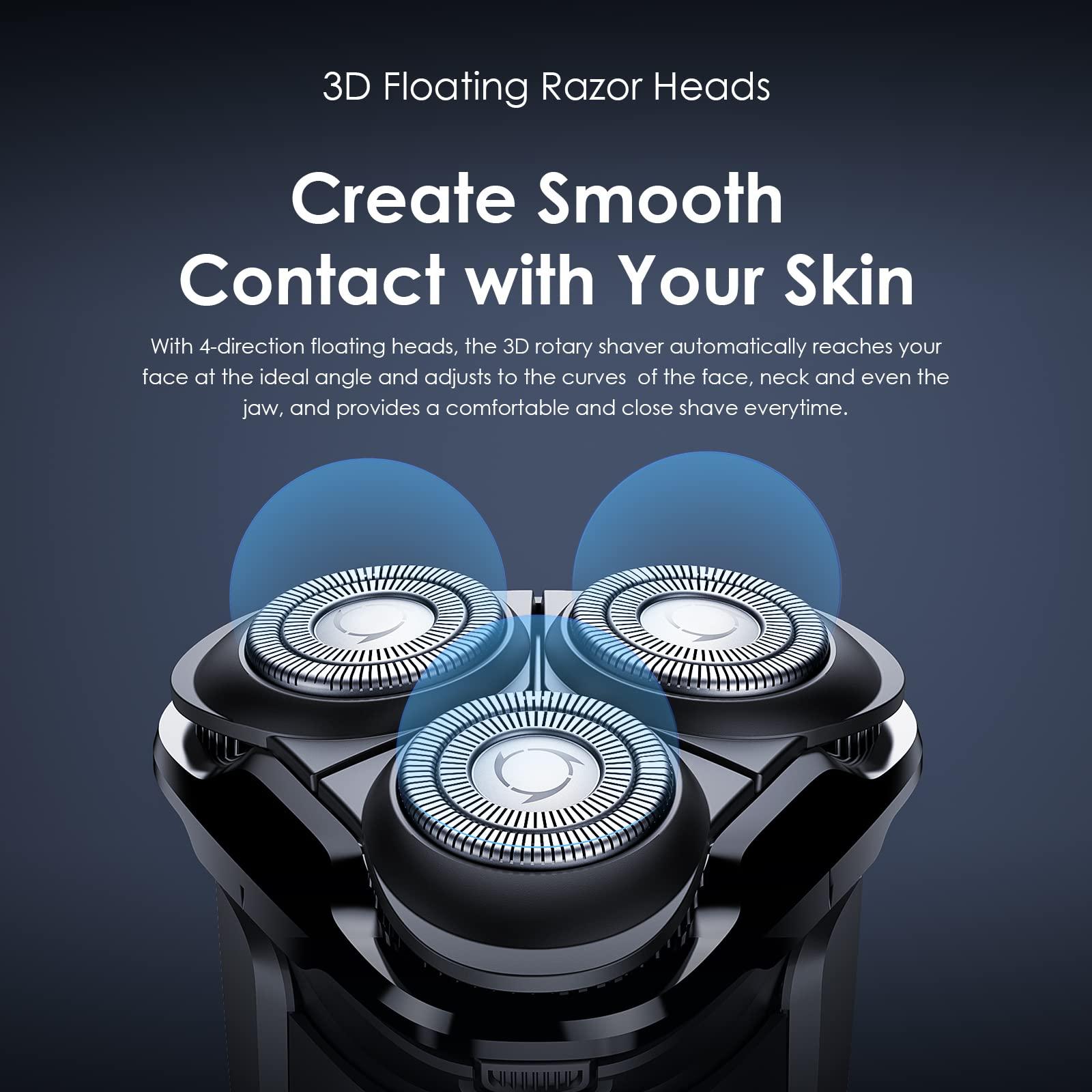 Oraimo Oraimo SmartShaver 2 Premium Cordless Electric Shaver for men,Wet & Dry Electric Shaver with Pop-Up Trimmer,Super Fast Charge 60 minutes Runtime,Rechargable,3 Head 360° Rotary Shaver for Men