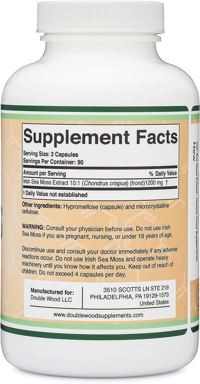 ATHINIKA NUTRITION Irish Sea Moss Capsules, More Potent Than Sea Moss Gel Extract (180 Count, 1,200mg per Serving) (from Wildcrafted and Raw Chondrus Crispus) Nutrient Rich Superfood High in Minerals