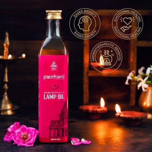 panchami Panchami Sacred Fragrances - Rose Lamp Oil | Inspired from Vedas & Puranas | 100% Natural & Pure Pooja Oil | For Worship & Wellness | 1000 ML