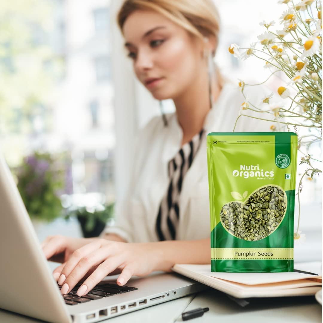 Nutri Organics Nutri Organics Raw & Unroasted Pumpkin Seeds | Immunity Booster and Fiber Rich Superfood | Rich Source of Omega 3 | Highly Nutritious Snack | Rich in Protein, Dietary Fibre, Zinc & Magnesium - 200 G (NO_Pumpkin200)