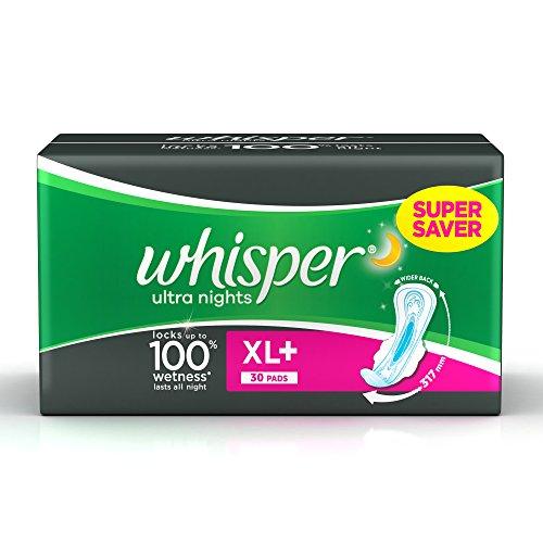 Whisper Whisper Ultra Overnight Sanitary Pads - 30 Count (XL Plus Wings)