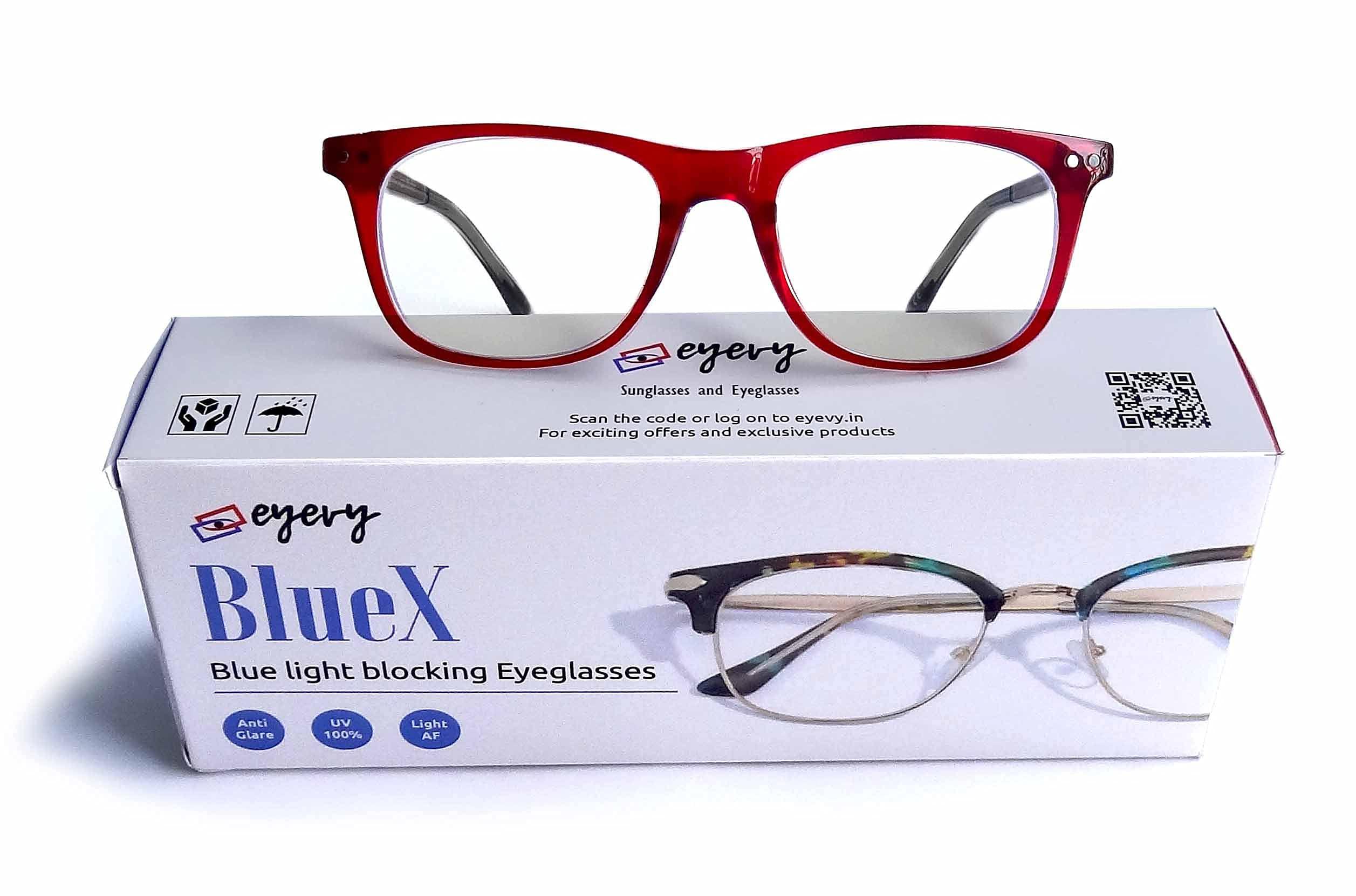 Eyevy Eyevy® BlueX KIDS | Zero Power Blue Light Filter & Anti glare Computer Eyeglasses | UV Protected Spectacles | Transparent Frame Reading Glasses For Age 5 to 10 | Red