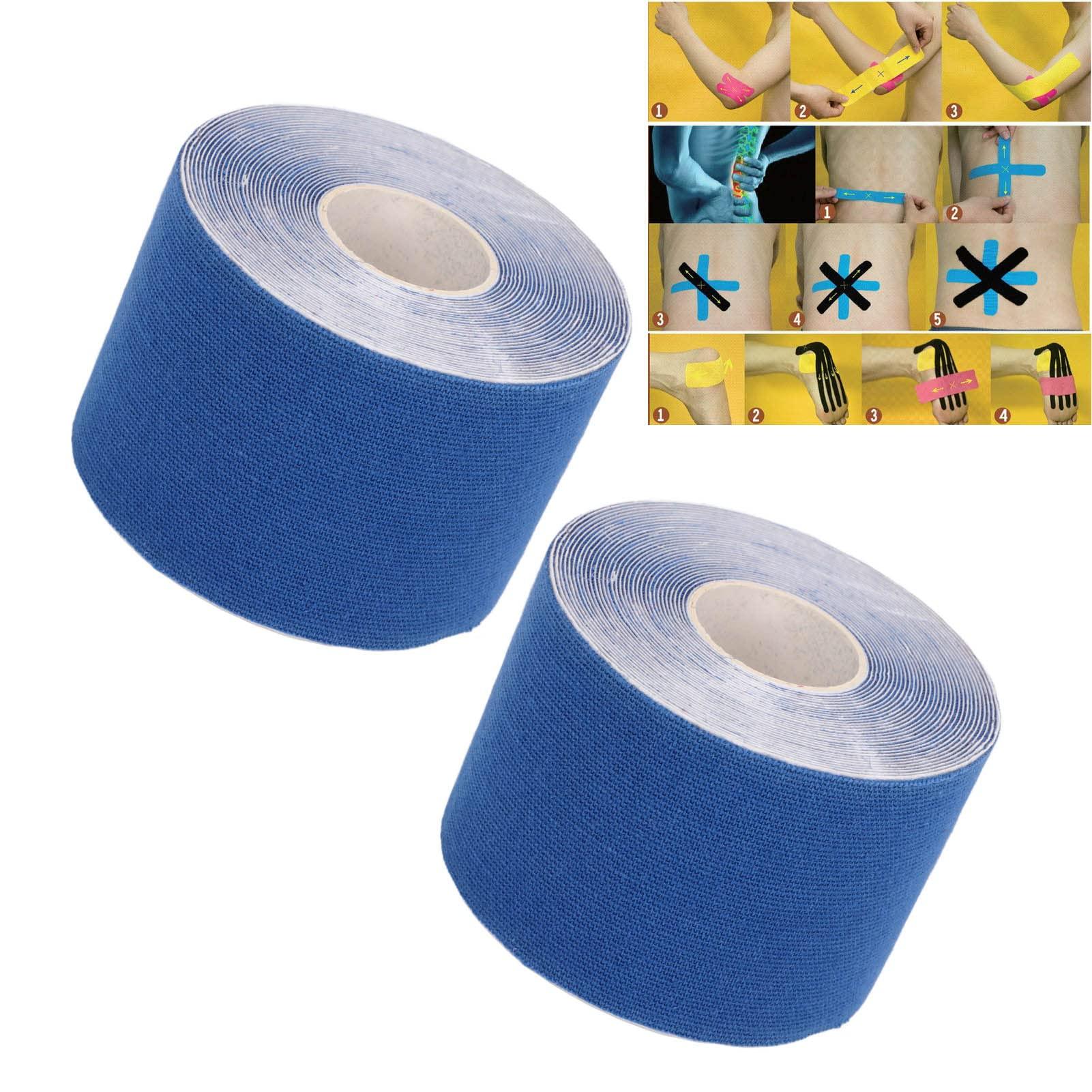 HAIBING Sports Recovery Tape Grid Back 5m Length 5cm Width 2pcs Athletic Kinesiology Tape for Badminton (Dark Blue)