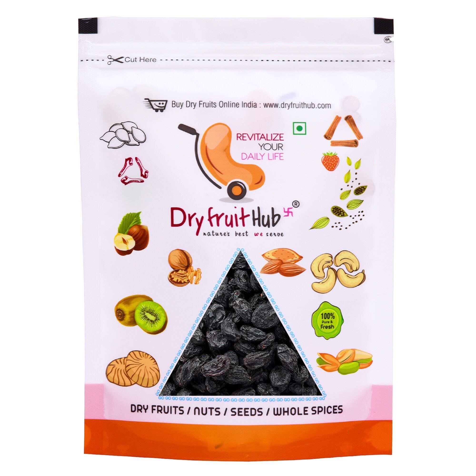 DRY FRUIT HUB Dry Fruit Hub Black Raisins With Seeds 500g,Seeded Black Kismis Organic,Kali Kishmish,Afghani Black Raisons With Seeds Antioxidant,For Medicinal Uses