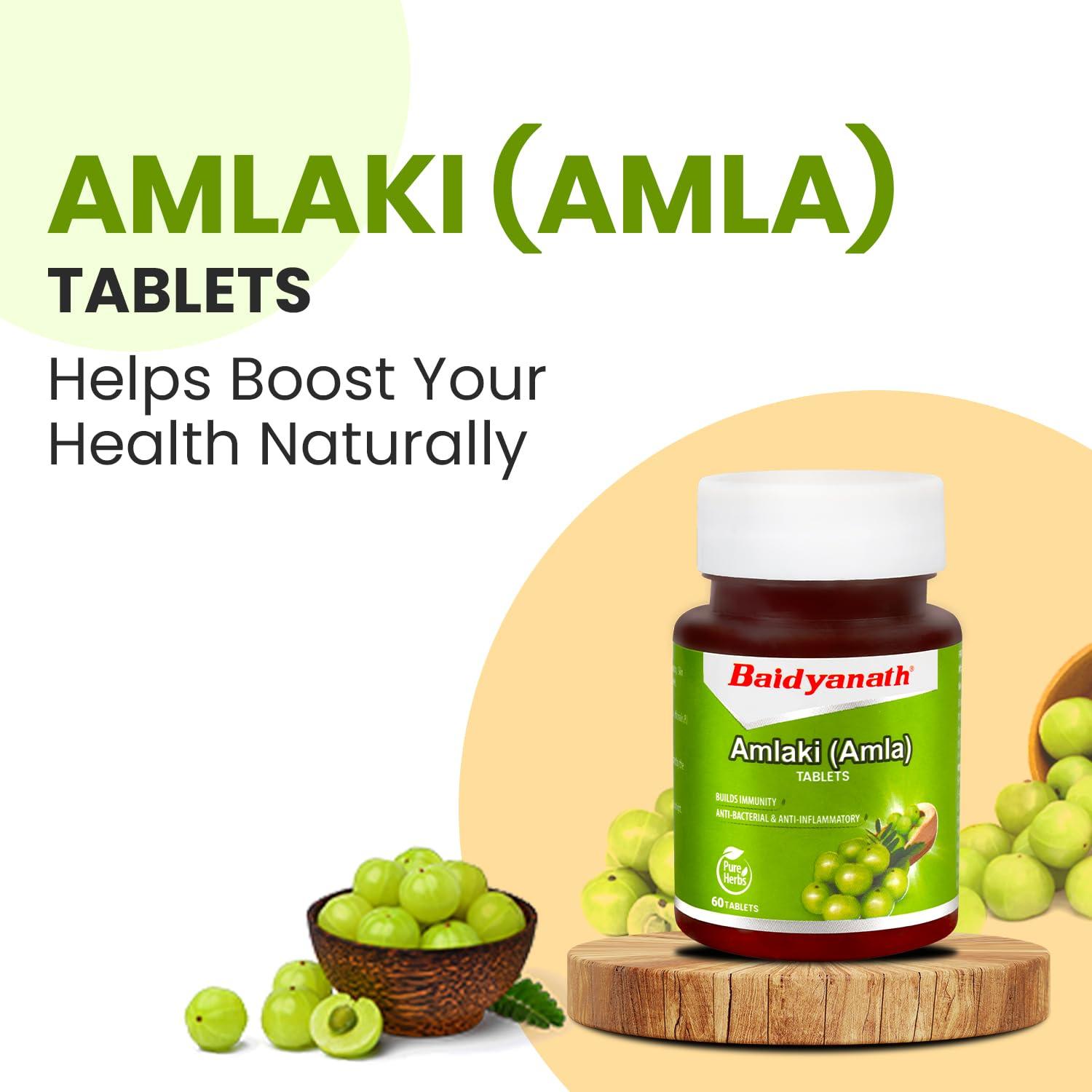 Baidyanath Baidyanath Amlaki (Amla) 60 Tablets (Pack of 2) - Natural Health Booster for Enhanced Hair, Skin, Digestive Health, Metabolism Support and Sugar Level Management