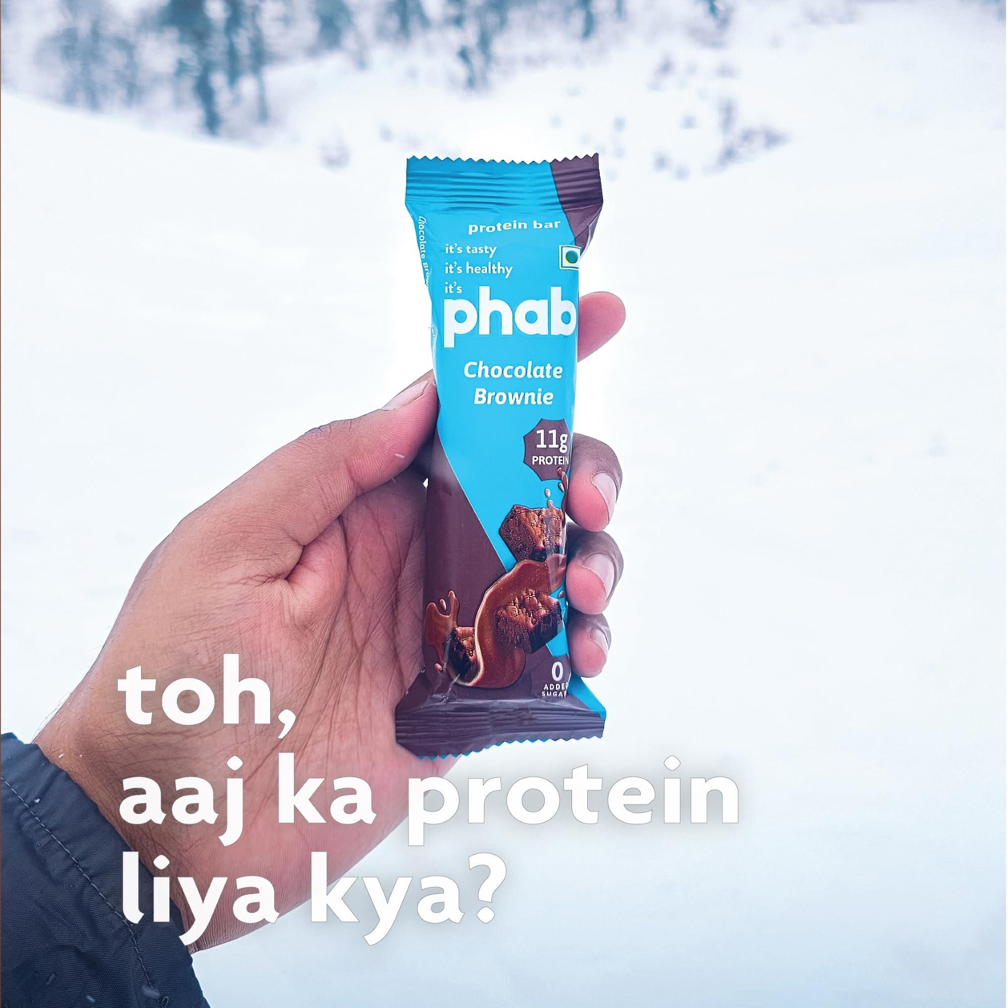 Phab Phab Chocolate Brownie 11G Protein Bars (Pack Of 6), Pea Isolate, High Fiber, No Preservatives For Energy, Fitness & Immunity With Goodness Of Dates & Cocoa Powder, 210 Gm