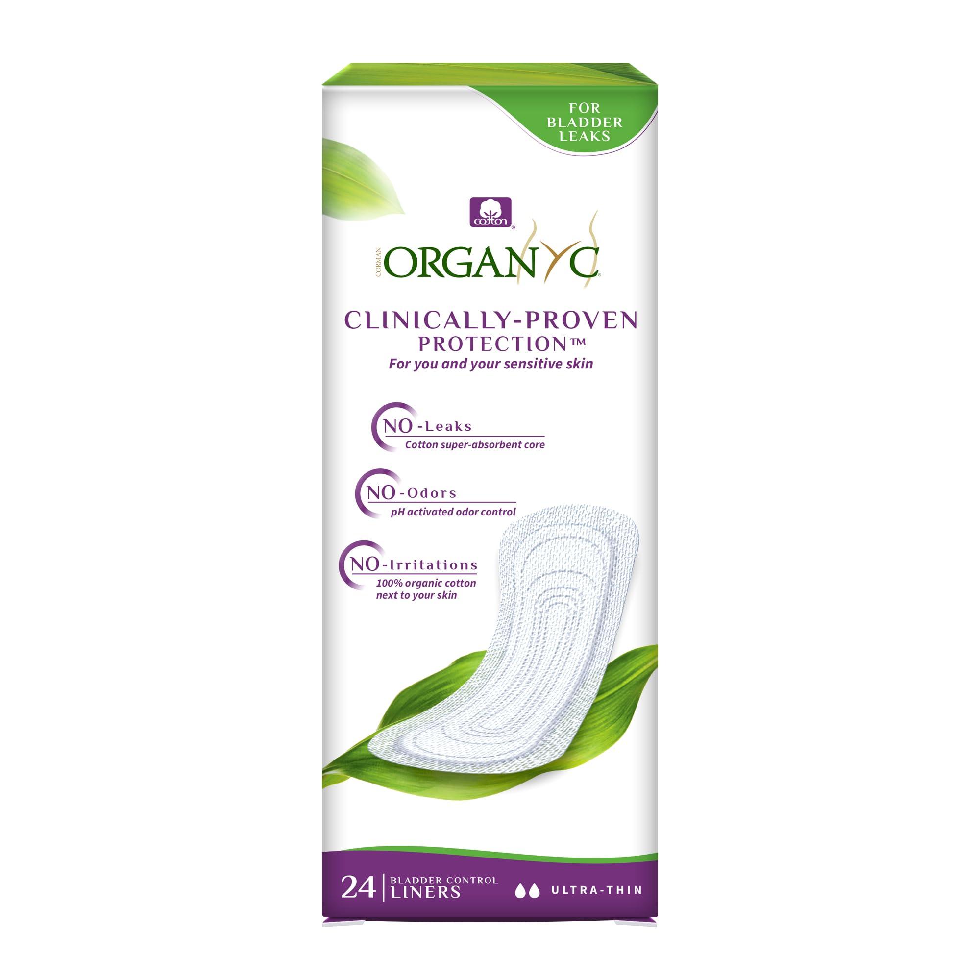 Organyc Organyc 100% Organic Cotton Light Incontinence Liners for Bladder Leakage Control, FSA/HSA Eligible, Ultra Thin, Light Flow, 24 Count